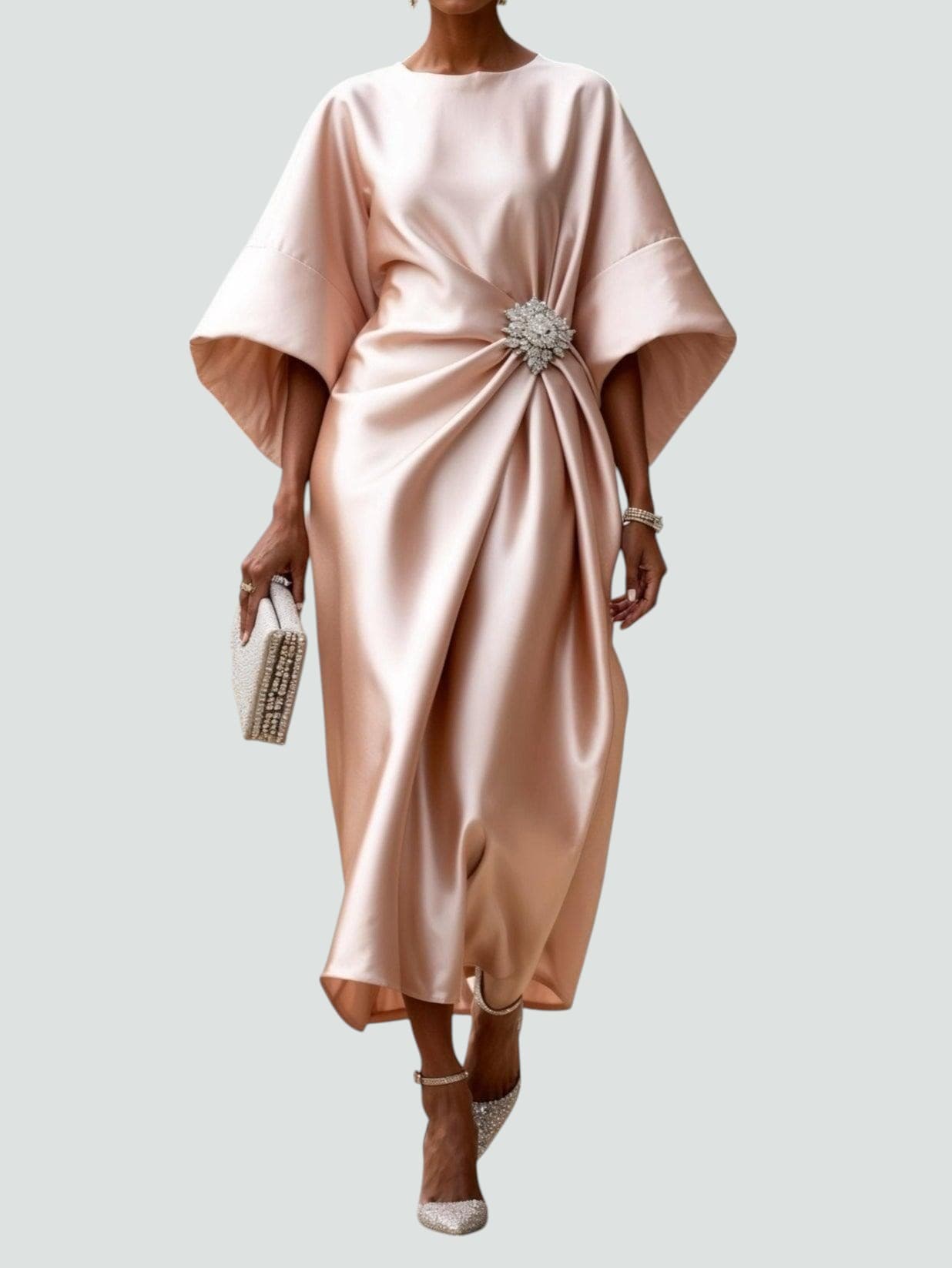 Koralia | Women's Elegant Front Knot Midi Dress | Modern