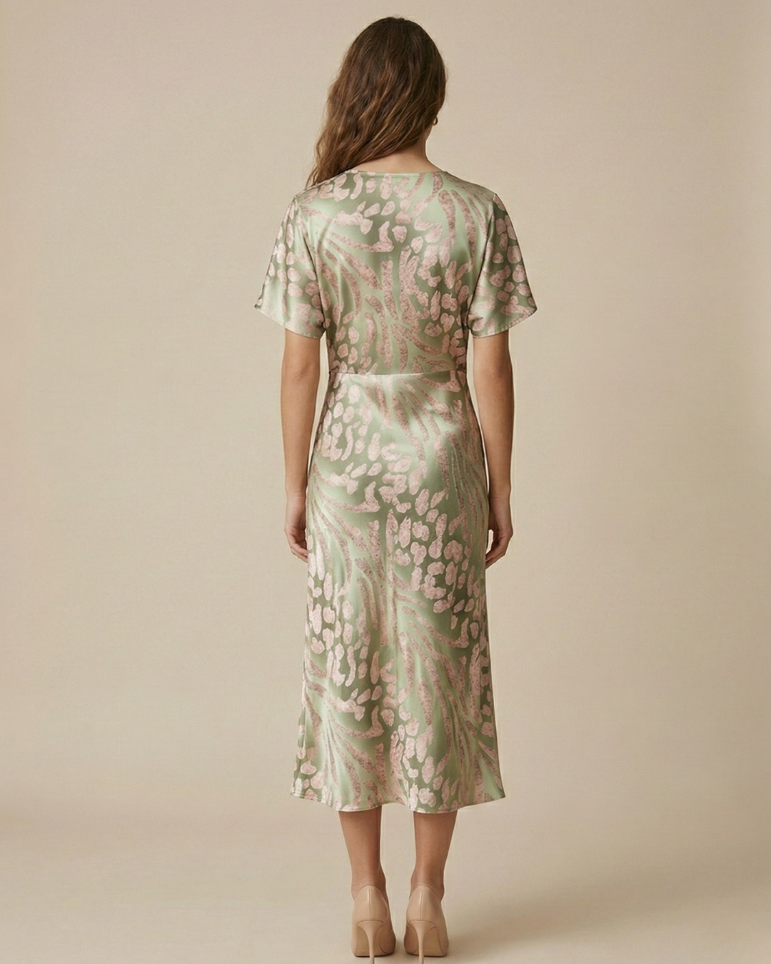 Ana | Vestido midi cruzado de mujer con cuello en V | Elegante