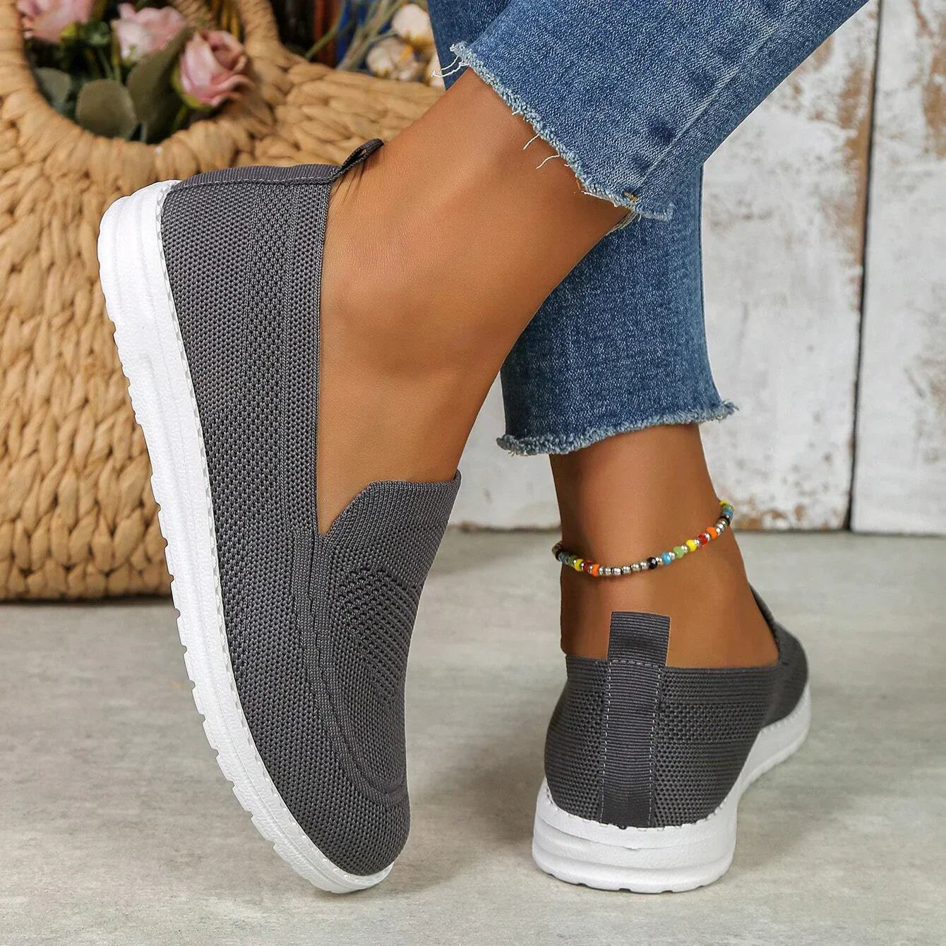 Claria | Baskets décontractées femme sans lacets en tissu respirant