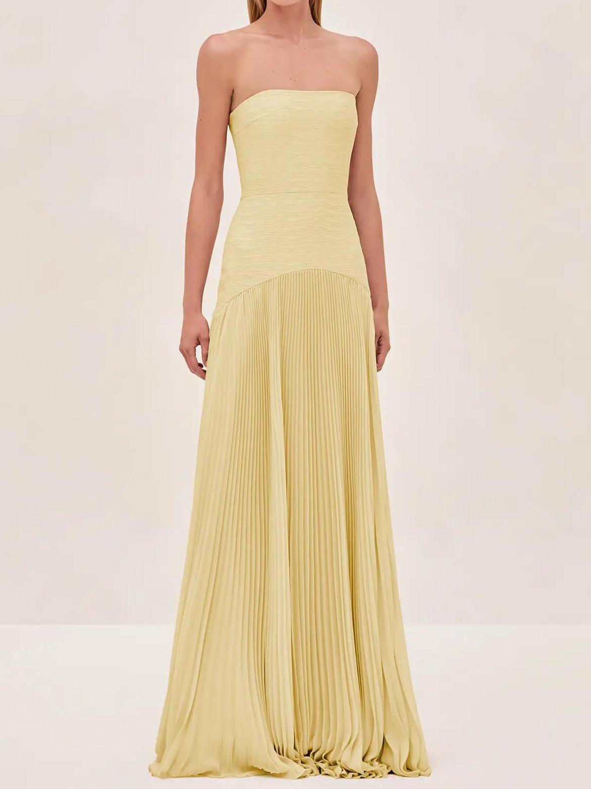 Elviera | Women's maxi dress with pleats and strapless wedding style