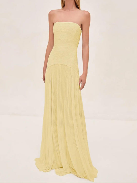 Elviera | Women's maxi dress with pleats and strapless wedding style