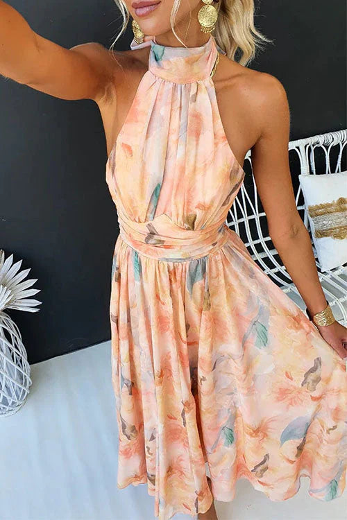 Tecla | Women's Halter Neck Floral Print Maxi Summer Dress