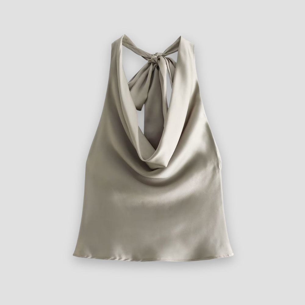 Arisenda | Women's Elegant Satin Halter Top | Bow