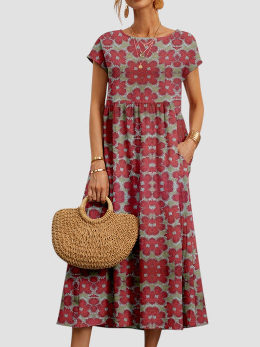 Ariadna | Women's summer midi dress with print and pockets