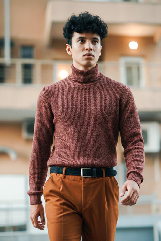 Jersey de Cuello Alto de Punto | Rafael – Siena Tostado