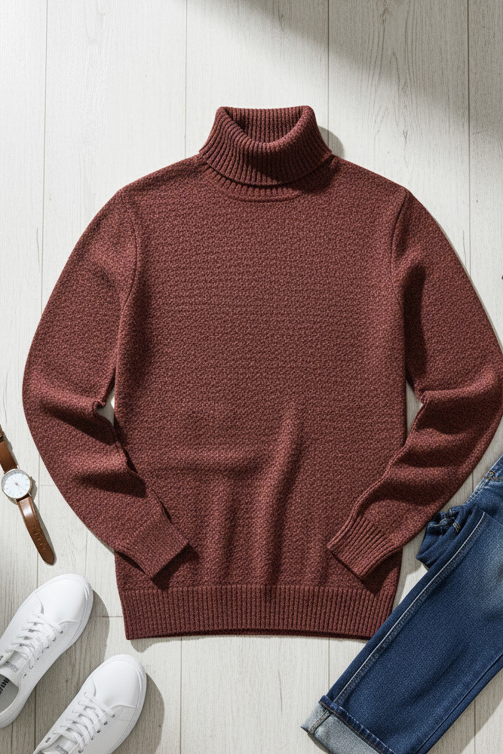 Jersey de Cuello Alto de Punto | Rafael – Siena Tostado