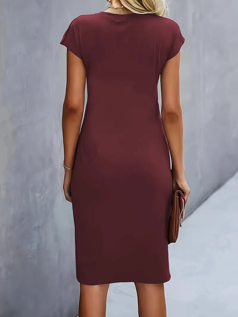 Kenia | Women's Short Sleeve Fitted Midi Dress