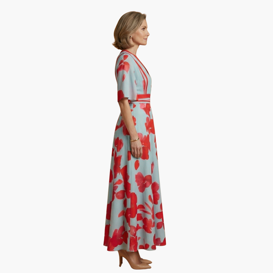 Silvia| Robe florale élégante pour femme avec col en V