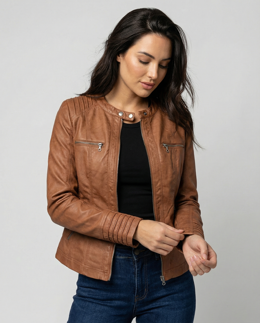 Fiorella | Women's Slim Fit Biker Jacket with Hood | Daring