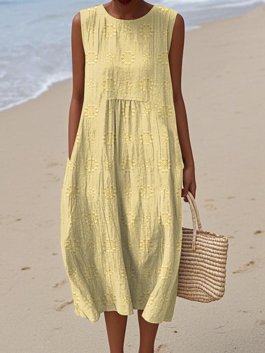 Orlena | Sleeveless Embroidered Summer Maxi Dress