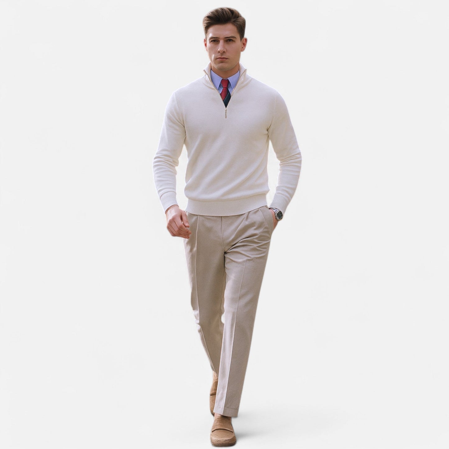 Teo | Jersey de primavera para hombre elegante con medio cierre