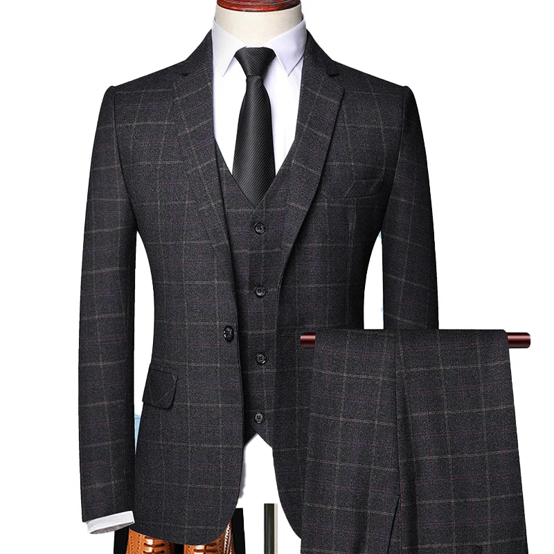Damián | Men's Fine Check Three-Piece Spring Suit