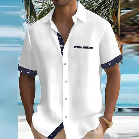 Silverio | Camisa casual para hombre con ribete en contraste | Fresca