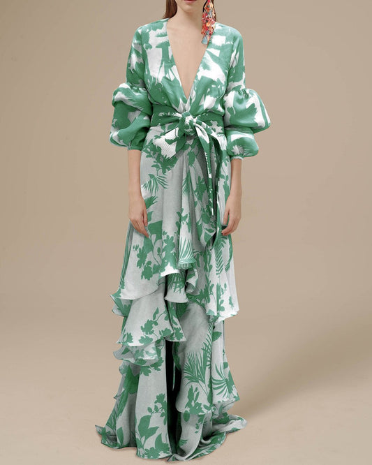 Camila | Robe longue de cérémonie portefeuille et imprimée
