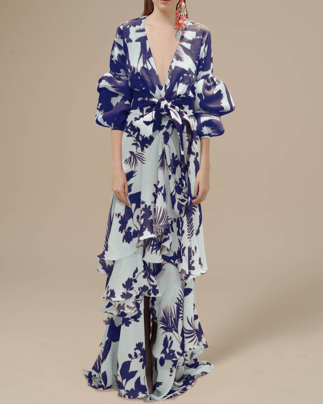 Camila | Long formal wrap dress with print