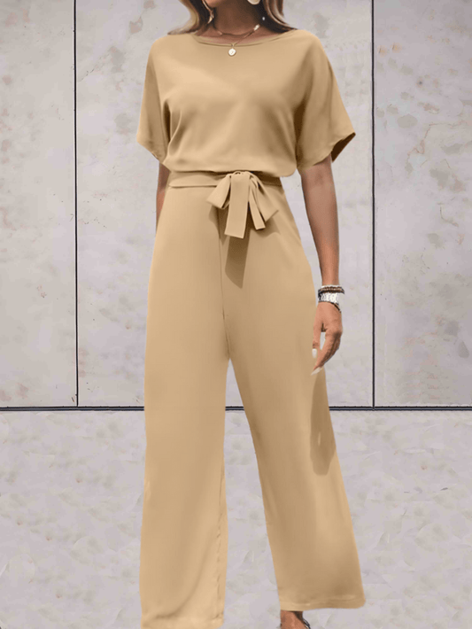Abril| Women's two-piece set with short sleeves and wide pants