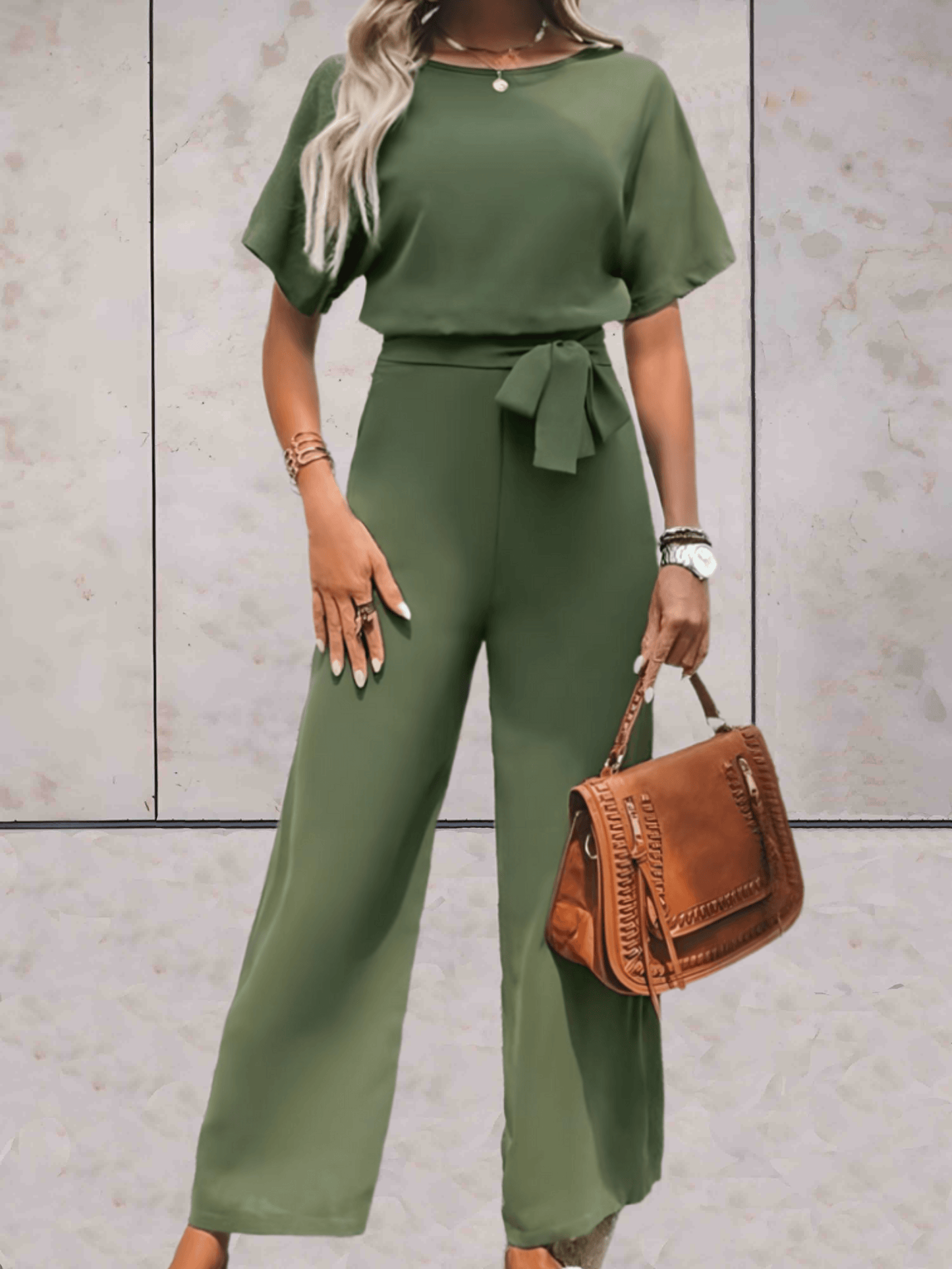 Abril| Women's two-piece set with short sleeves and wide pants