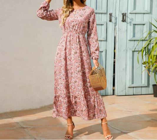 Abril | Women's maxi dress with long sleeves and summer floral print