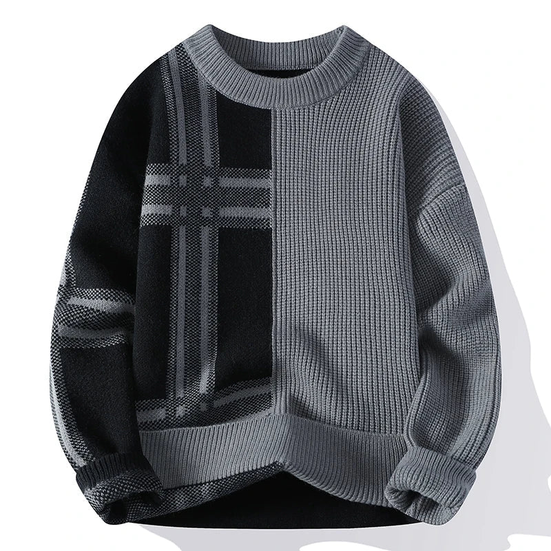 Melchor | Jersey de invierno para hombre con cuello redondo y diseño colorblock