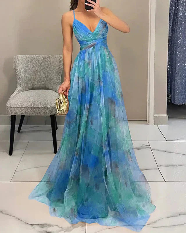 Gundisalva | Vestido maxi elegante para mujer con estampado floral primaveral