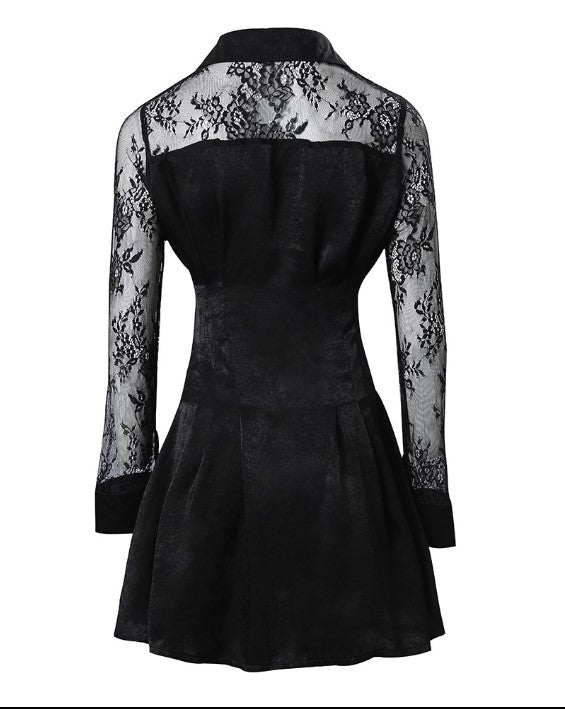 Valentina | Vestido tipo camisa de mujer con encaje y manga larga