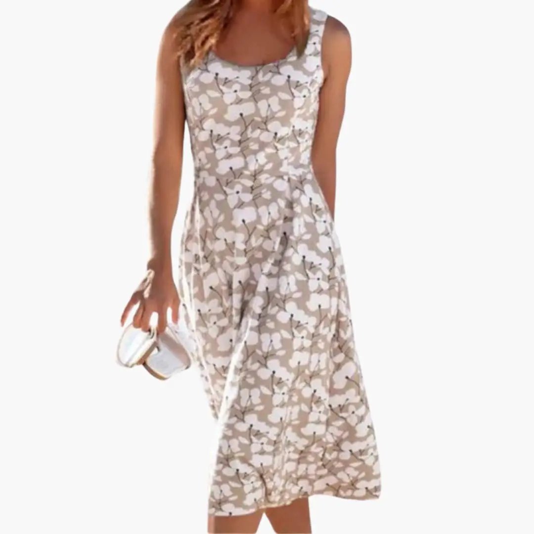 Amaya | Vestido midi floral con cuello redondo
