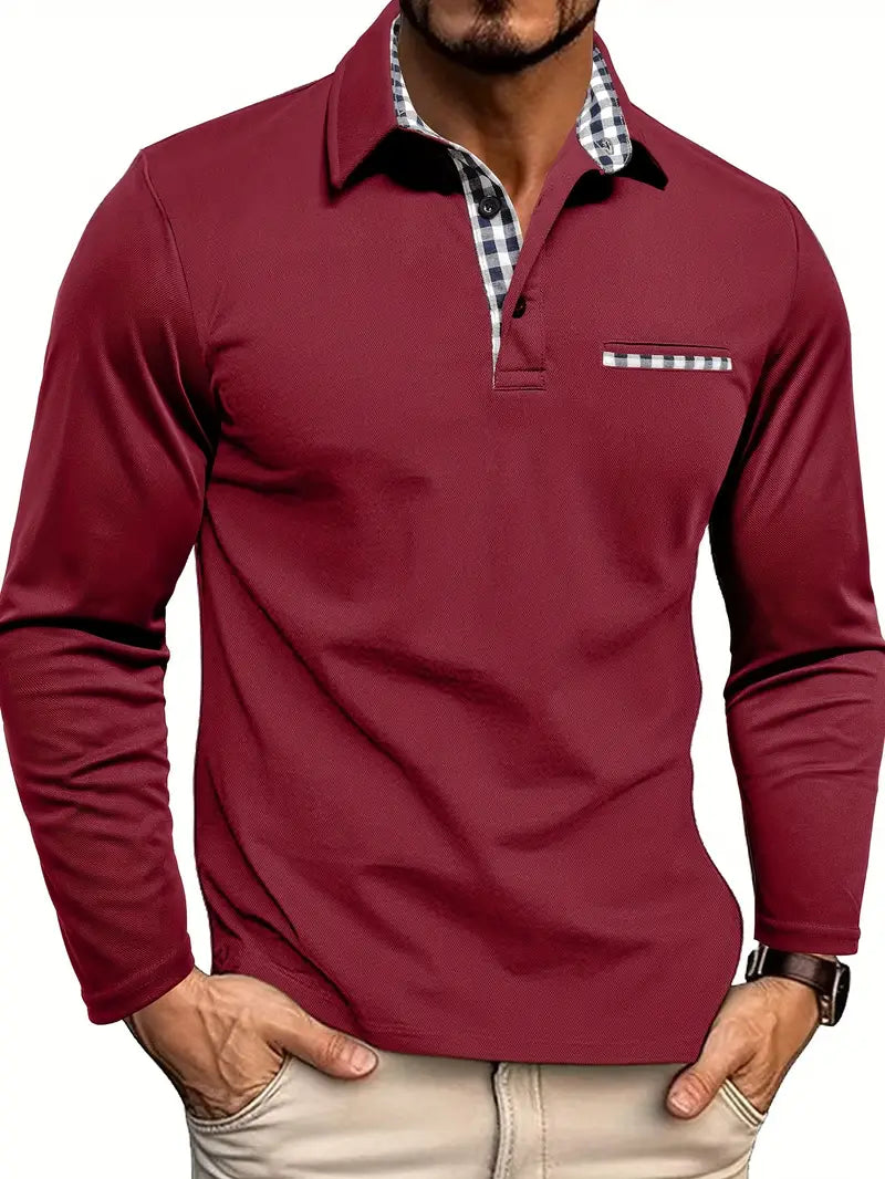 Men's Elegant Long-Sleeve Polo Shirt