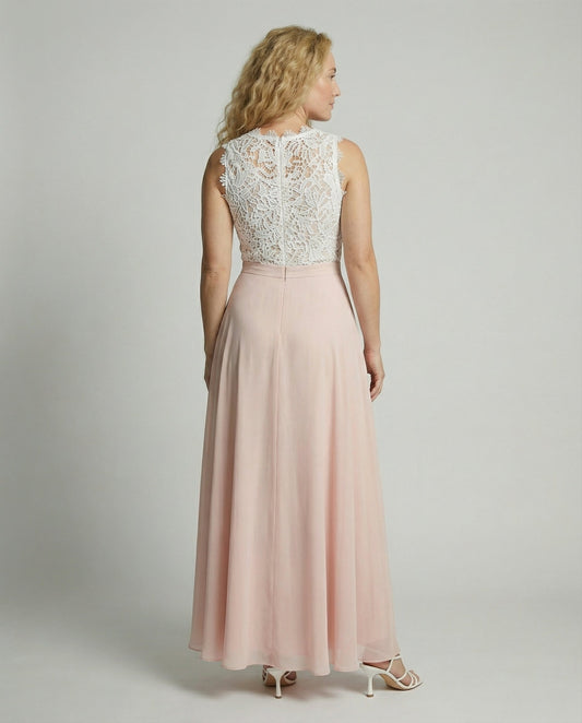 Adelaira | Vestido maxi para mujer con encaje y falda evasé | Formal