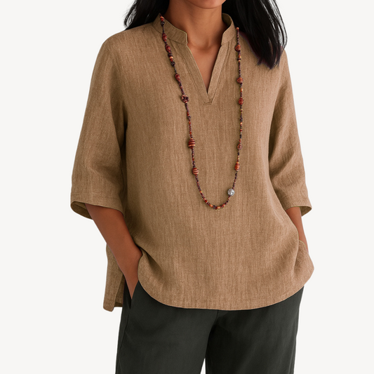 Arvella | Blusa túnica para mujer de manga tres cuartos con escote en V