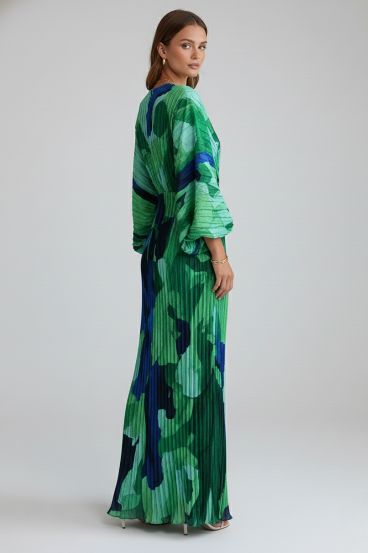 Veronica | Vestido maxi para mujer con escote en V plisado