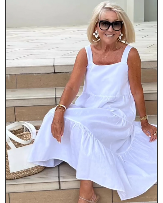 Julia | Robe maxi sans manches pour femme avec couches et coupe ample