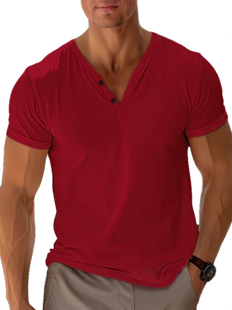 Renvor | Camiseta para hombre de manga corta con cuello en V y botones