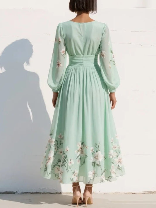Aranza | Vestido midi para mujer con estampado floral y escote en V