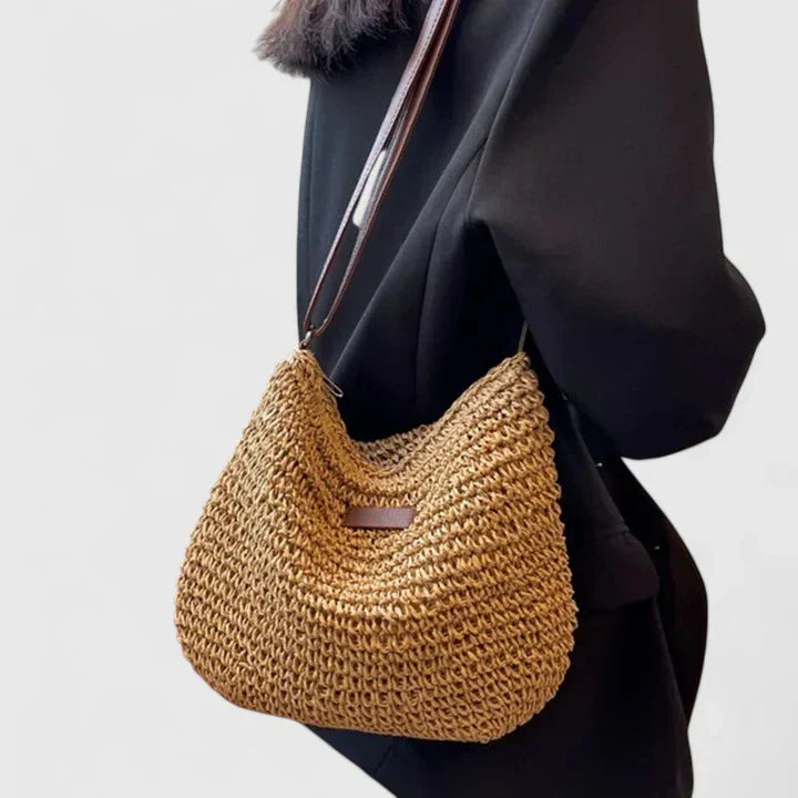 Leyley | Bolso Bandolera de Rafia con Correa Larga