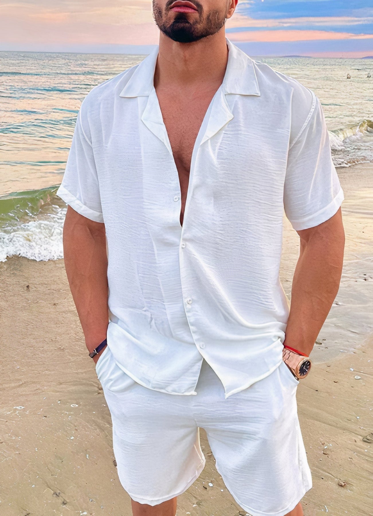 Kilian | Men's Summer Set with Short Sleeve Shirt and Shorts | Lightweight
