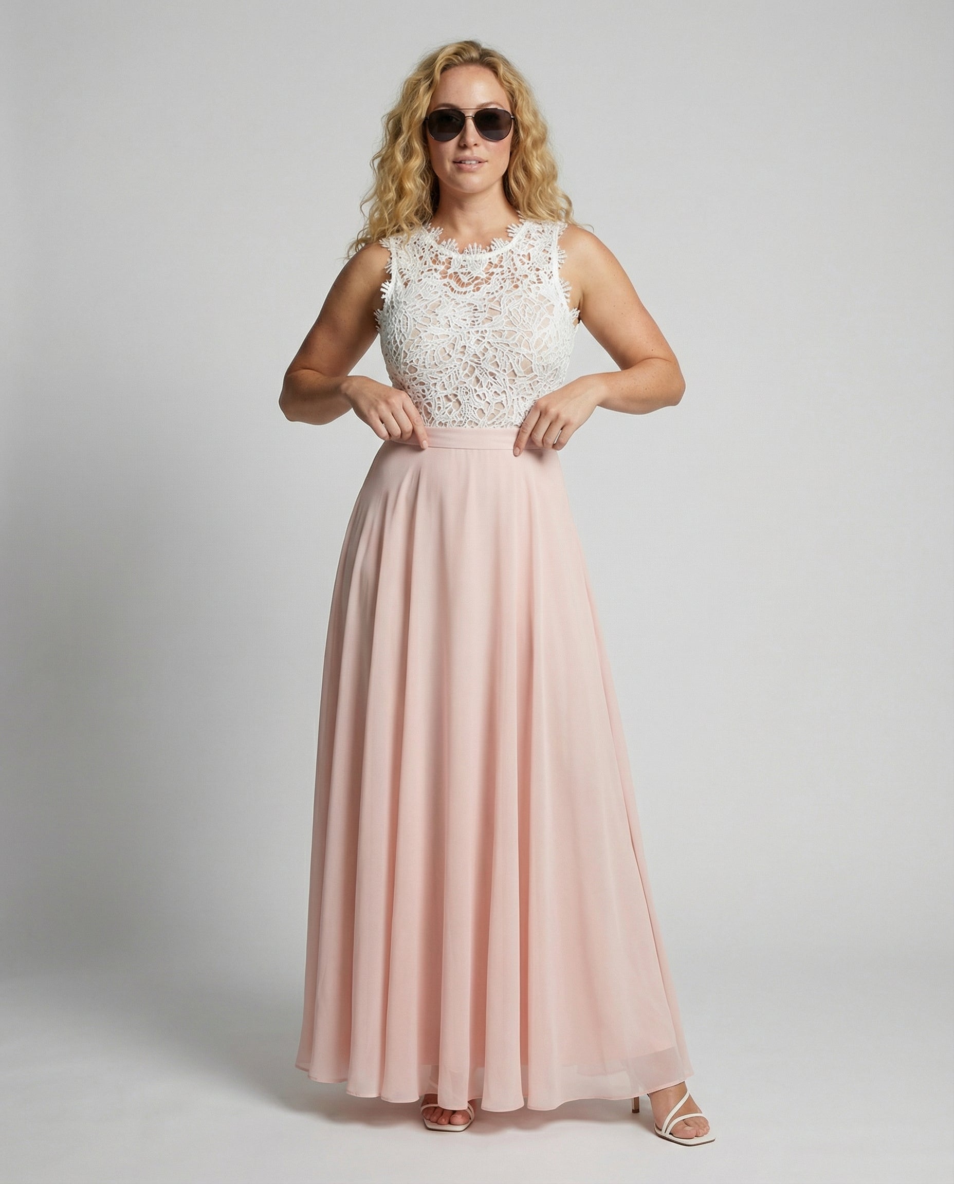 knee length dresses for ladies ECB Exclusive: Layla Lace Maxi Dress, White Large main image 0