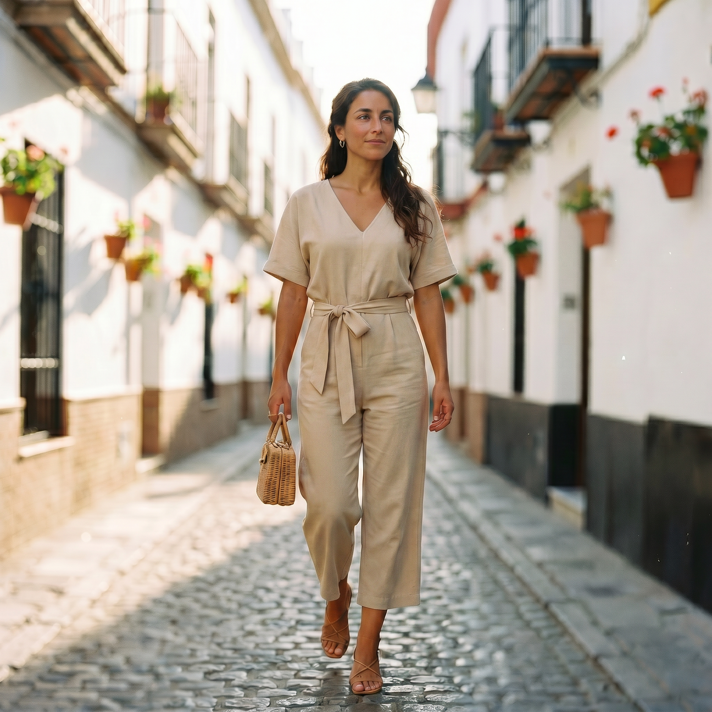 Gisela | Women's Short Sleeve Belted Casual Jumpsuit