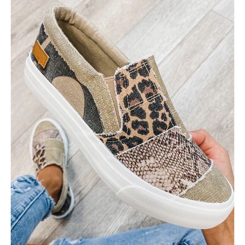 Mariela | Women's slip-on sneakers with patchwork and print design