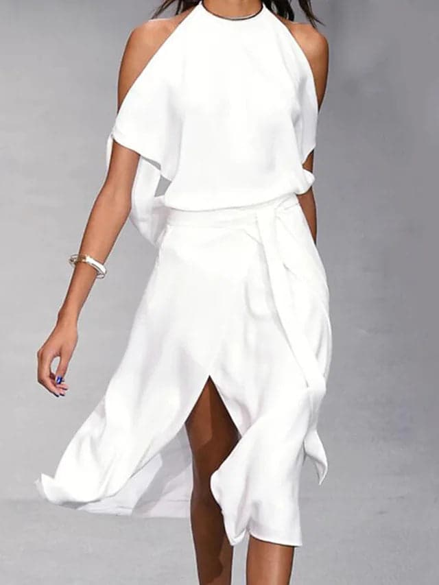 Aitana | Women's off-the-shoulder midi dress with a flowing cut