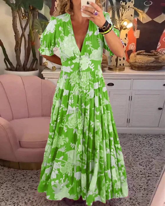 Daniela | Robe maxi à imprimé floral et décolleté en V