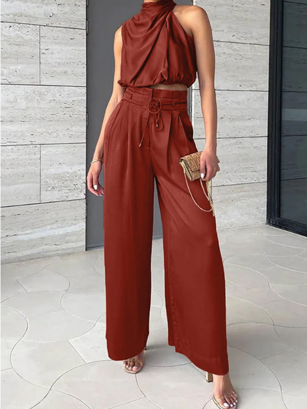 Eloisa | Conjunto para mujer con top halter y pantalón ancho