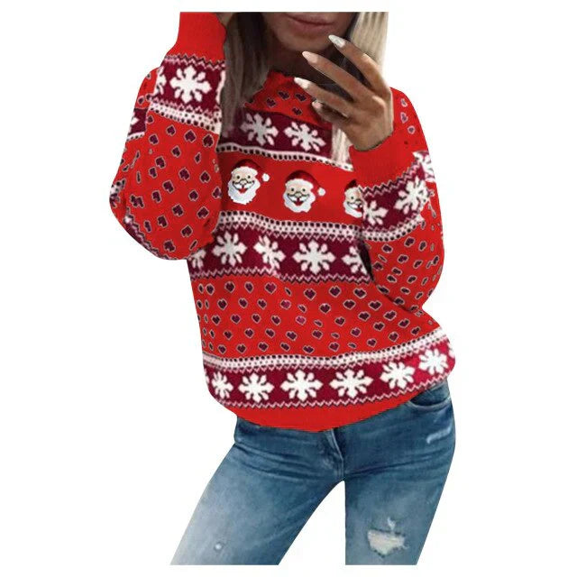 Zaira | Jersey navideño para mujer con motivo de Papá Noel y copos