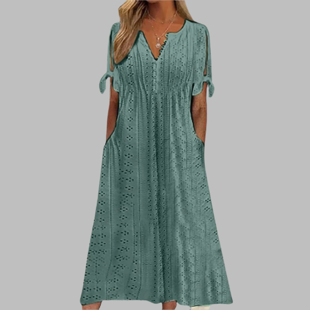 Renata | Vestido midi para mujer con escote en V y calados