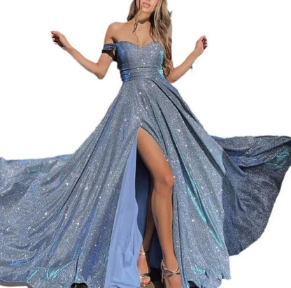 Valentina | Vestido maxi con un hombro y abertura lateral estampado