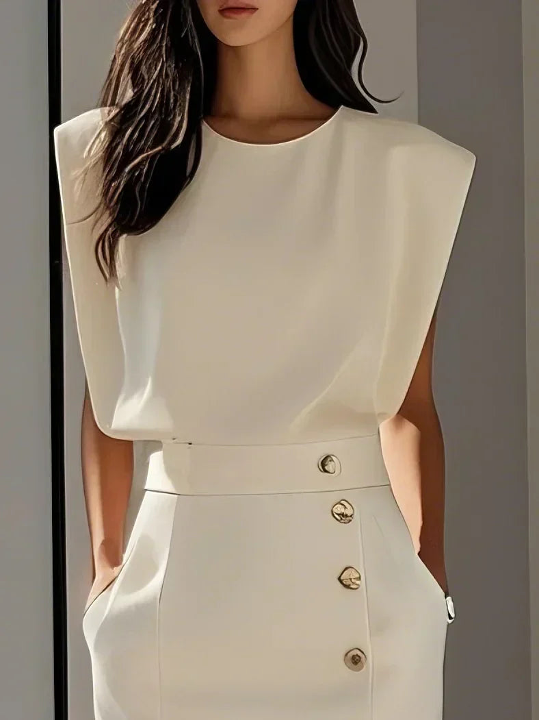 Beatriz | Vestido midi para mujer con botones y abertura frontal