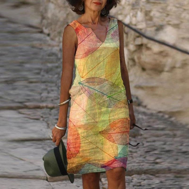 Zorviano | Minivestido elegante de mujer con cuello en V | Sin Mangas