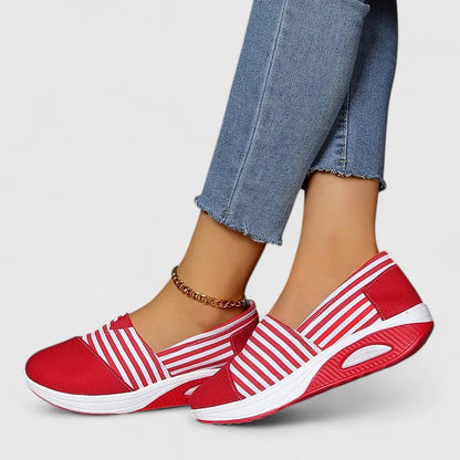 Julena | Orthopedic slip-on sneakers with stripes and design