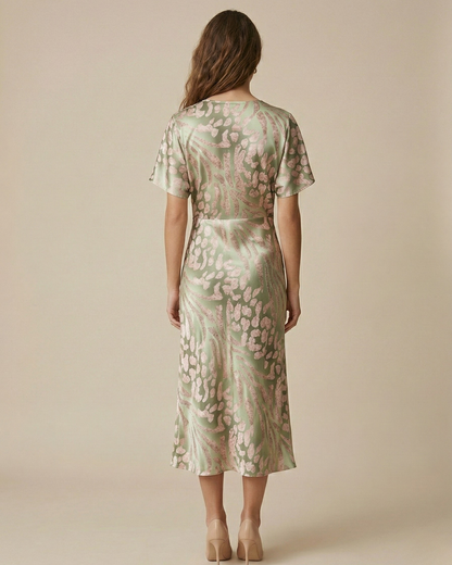 Ana | Vestido midi cruzado de mujer con cuello en V | Elegante