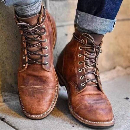 Cristian | Botas de invierno para hombre de piel con cordones