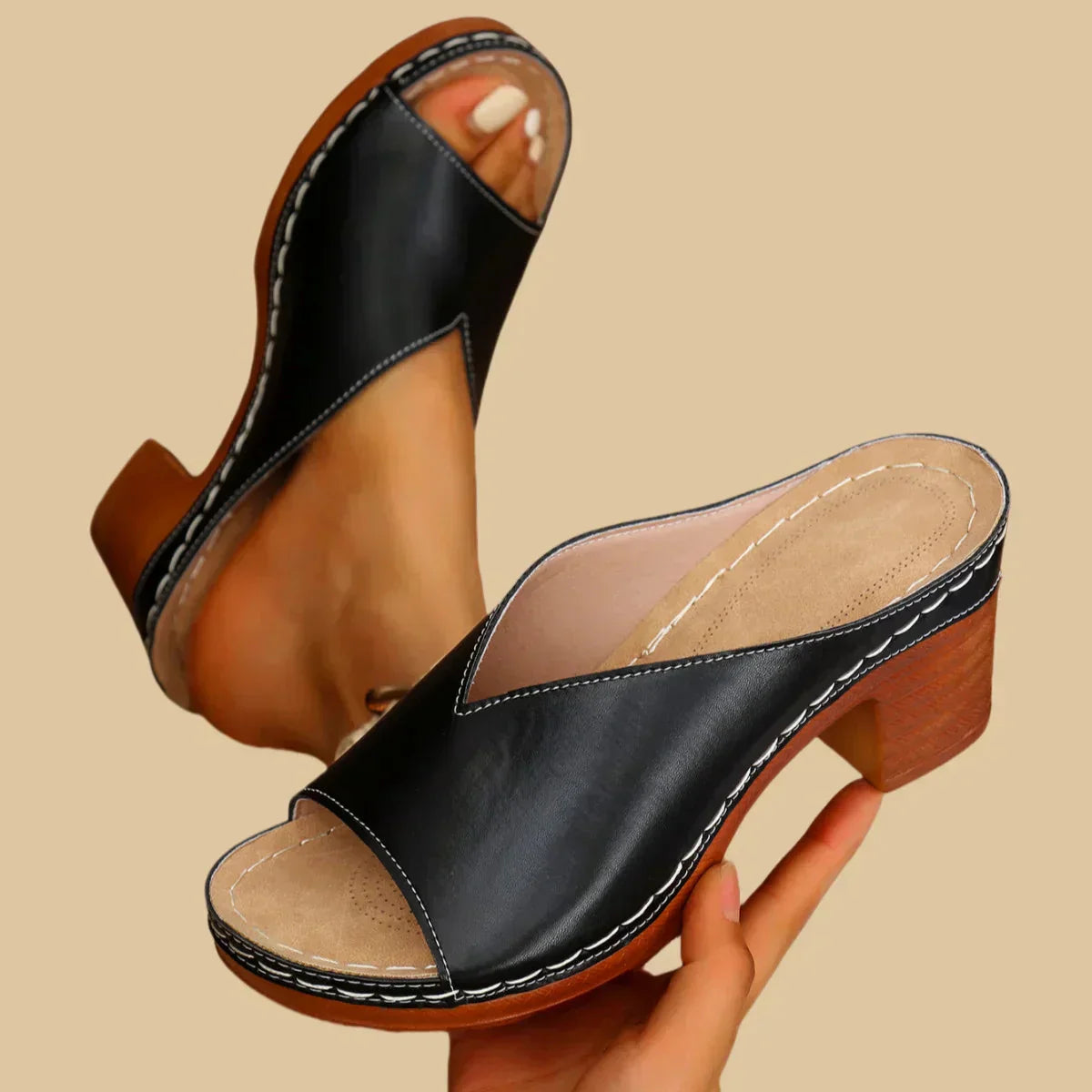 Rocío | Sandales orthopédiques à talon épais et design ouvert